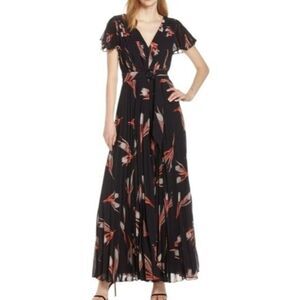 Fame and Partners Pleated Floral Print Wide Leg Jumpsuit
